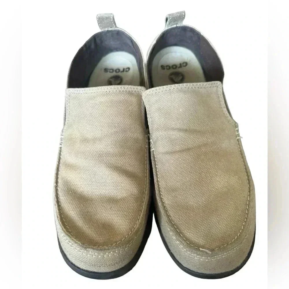 Crocs Men's Walu Slip On Loafer Casual Walking Shoes Khaki Espresso Size 10